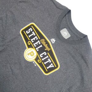Pittsburgh Pirates Steel City T-Shirt Mens 2XL Charcoal Grey MLB Tee Majestic